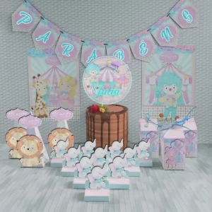 Kit Digital Circo Aquarela Studio, Png e Pdf