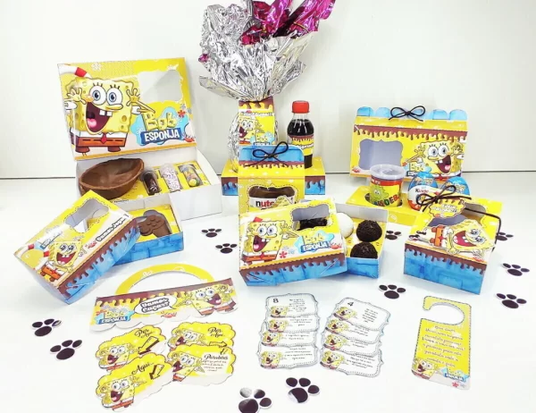 Kit Festa Bob Esponja Pascoa Studio, Png e Pdf