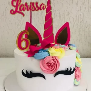 Arquivo Topo de Bolo Unicórnio Rosa Studio