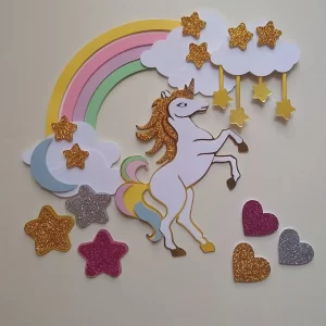 Molde Digital Topo de Bolo Unicórnio Studio