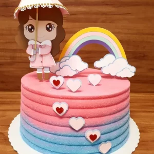 Arquivo digital Studio Topo de Bolo Chuva de Amor Menina para decoração de aniversário infantil