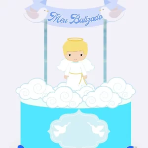 Arquivo Topo de Bolo Batizado Azul Studio