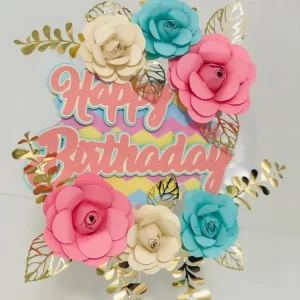 Arquivo Topo de Bolo Flores Rosa Studio