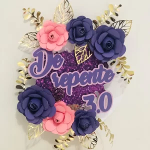 Arquivo Topo de Bolo Flores Roxo Studio