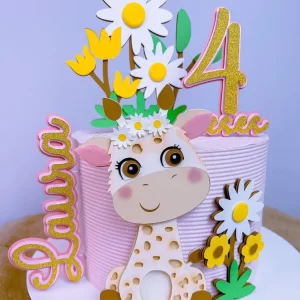Arquivo digital topo de bolo Girafinha Studio para decoração de aniversário infantil