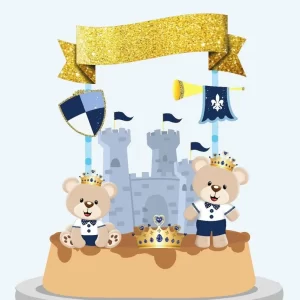 Festa Topo de Bolo Urso Realeza Azul Studio