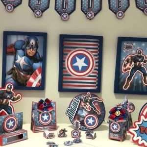 Molde digital do Capitão América em Studio e PDF para imprimir, ideal para costura, artesanato e decoração de festas.