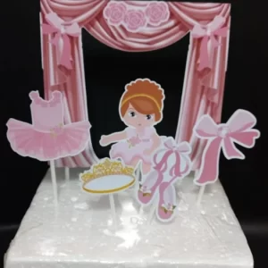 Topo de Bolo Digital Bailarina Rosa Studio