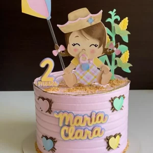 Topo de Bolo Festa Junina Bebê Menina Studio