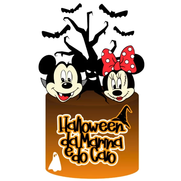 Topo de Bolo Halloween Mickey e Minnie Studio