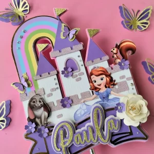 Topo de Bolo Princesa Sofia Castelo Studio