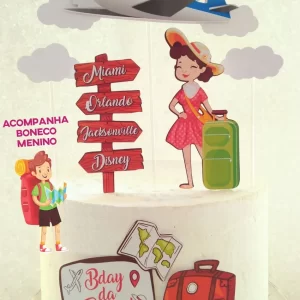 Arquivo Silhouette Topo de Bolo Viagem Studio