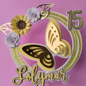 Arquivo Topo de Bolo Borboletas Girassol Studio