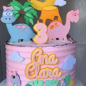 Arquivo Topo de Bolo Dinossauro Rosa Studio