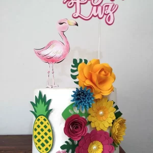 Arquivo Topo de Bolo Flamingo Studio