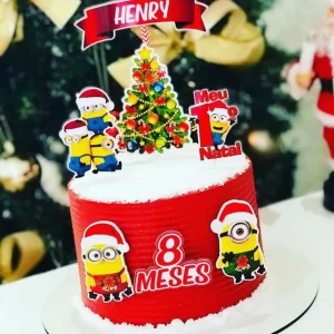 Arquivo Topo de Bolo Minions Natal Studio