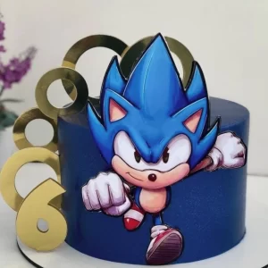 Arquivo de topo de bolo Sonic para imprimir, ideal para festa de aniversário infantil e decoração temática divertida.