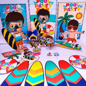 Festa Pronta Tema Pool Party Studio e Pdf
