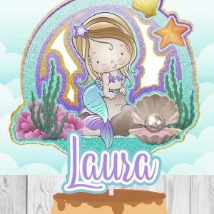 Molde Digital Topo De Bolo Sereia Studio