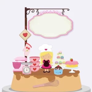 Molde Topo Bolo Confeitaria Rosa Studio