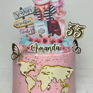 Molde Topo de Bolo Digital Viagem Studio