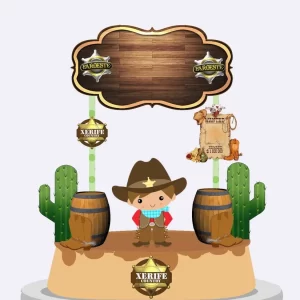 Tema Digital Topo De Bolo Cowboy Studio