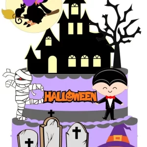 Tema Digital Topo de Bolo Halloween Studio