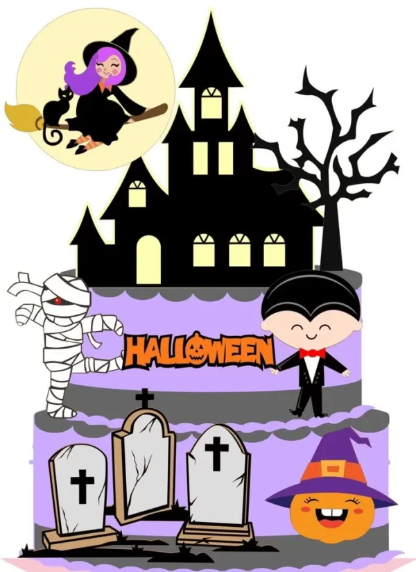 Tema Digital Topo de Bolo Halloween Studio