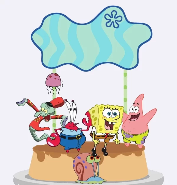 Tema Topo de Bolo Bob Esponja Studio