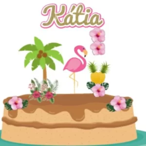 Tema Topo de Bolo Flamingo Studio