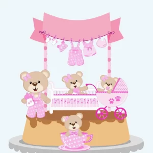 Topo de Bolo Chá de Bebê Menina Studio