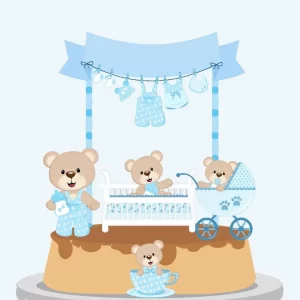 Topo de Bolo Chá de Bebê Menino Studio