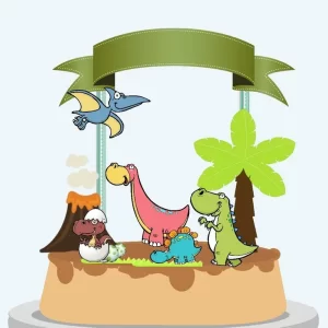 Topo de Bolo Digital Dinossauros Studio