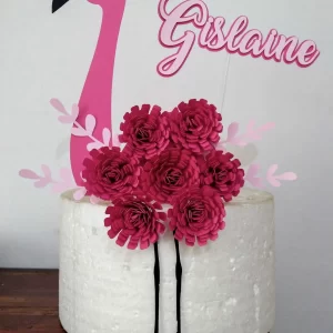 Topo de Bolo Digital Flamingo Studio