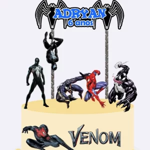 Topo de Bolo Homem Aranha Venom Studio
