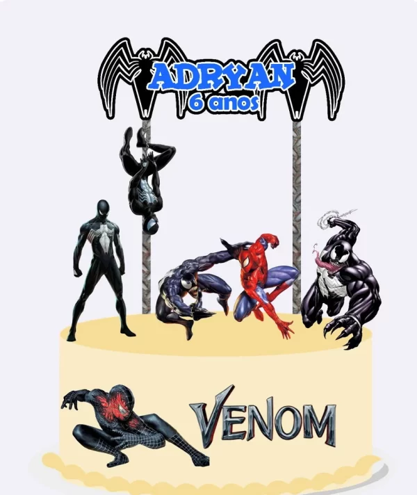 Topo de Bolo Homem Aranha Venom Studio