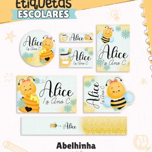 Arquivo Corte Etiqueta Escolar Abelinha