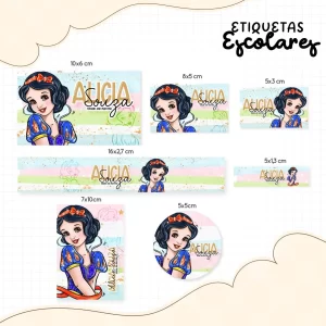 Arquivo Corte Etiqueta Escolar Branca de Neve