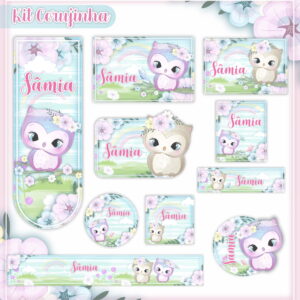 Arquivo Corte Etiqueta Escolar Corujinha