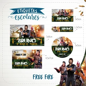 Arquivo Corte Etiqueta Escolar Free Fire