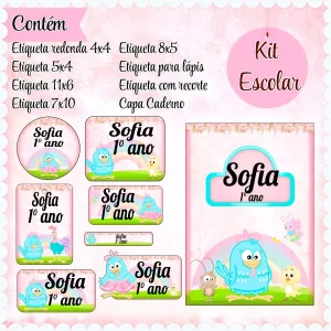 Arquivo Corte Etiqueta Escolar Galinha