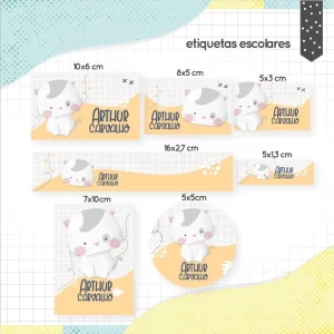 Arquivo Corte Etiqueta Escolar Gatinho