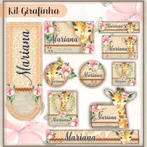 Arquivo Corte Etiqueta Escolar Girafinha