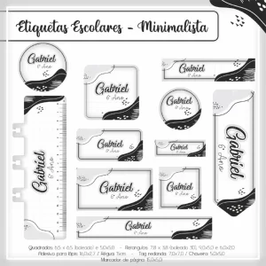 Arquivo Corte Etiqueta Escolar Minimalista