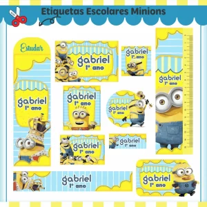 Arquivo Corte Etiqueta Escolar Minions