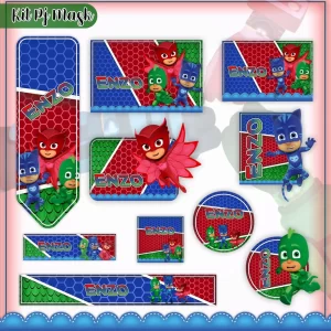 Arquivo Corte Etiqueta Escolar PJ Masks