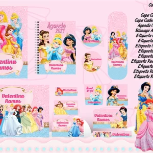 Arquivo Corte Etiqueta Escolar Princesas