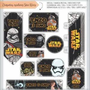 Arquivo Corte Etiqueta Escolar Star Wars