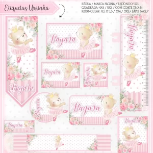 Arquivo Corte Etiqueta Escolar Ursinha