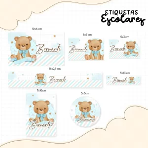 Arquivo Corte Etiqueta Escolar Ursinho